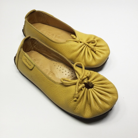 Shoes - Adorable Genuine Adjustable Yellow Leather Flats